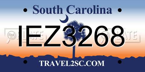 IEZ3268 South Carolina License Plate