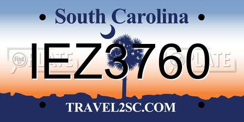 IEZ3760 South Carolina License Plate