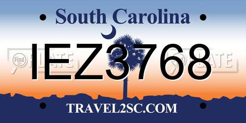 IEZ3768 South Carolina License Plate