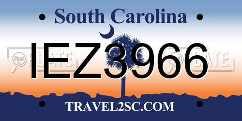 IEZ3966 South Carolina License Plate