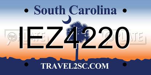 IEZ4220 South Carolina License Plate