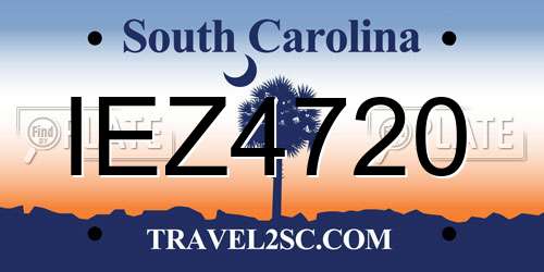 IEZ4720 South Carolina License Plate