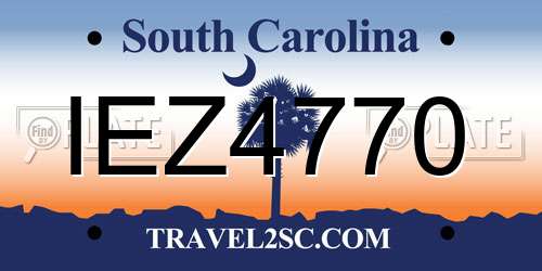 IEZ4770 South Carolina License Plate