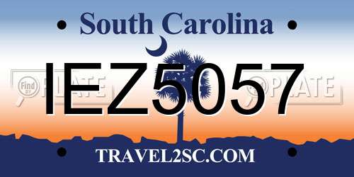 IEZ5057 South Carolina License Plate