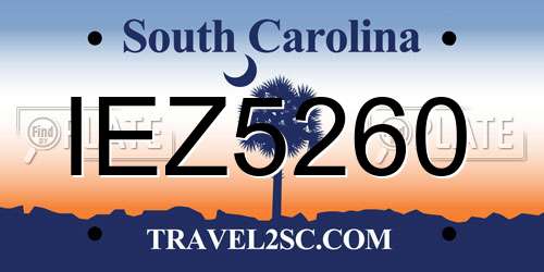 IEZ5260 South Carolina License Plate