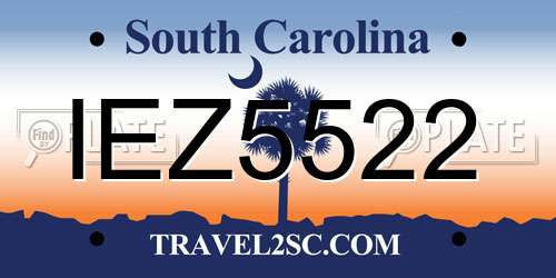 IEZ5522 South Carolina License Plate