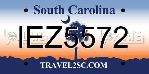 IEZ5572 South Carolina License Plate