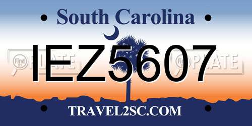 IEZ5607 South Carolina License Plate