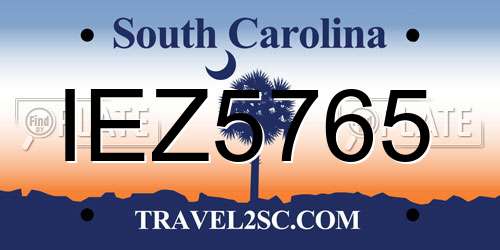IEZ5765 South Carolina License Plate