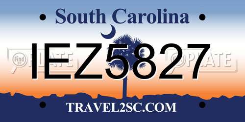 IEZ5827 South Carolina License Plate