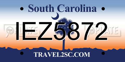 IEZ5872 South Carolina License Plate