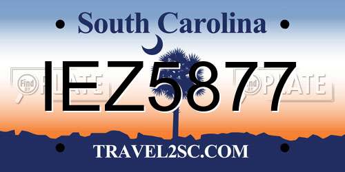 IEZ5877 South Carolina License Plate