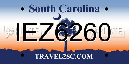 IEZ6260 South Carolina License Plate