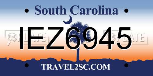 IEZ6945 South Carolina License Plate