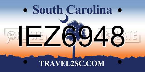 IEZ6948 South Carolina License Plate