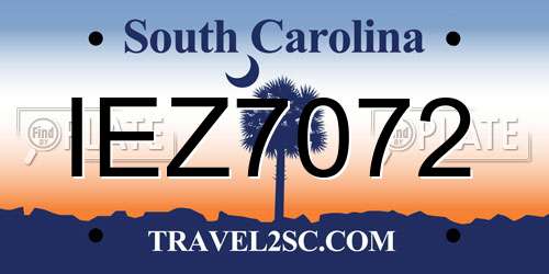 IEZ7072 South Carolina License Plate
