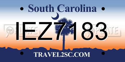IEZ7183 South Carolina License Plate