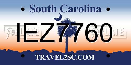 IEZ7760 South Carolina License Plate