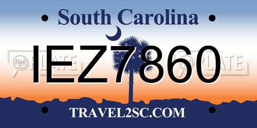 IEZ7860 South Carolina License Plate