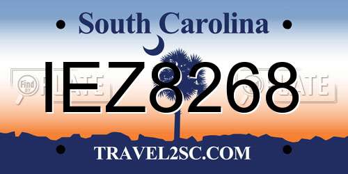 IEZ8268 South Carolina License Plate