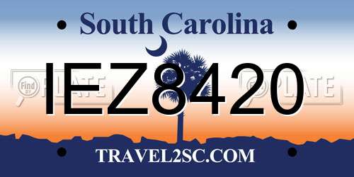 IEZ8420 South Carolina License Plate