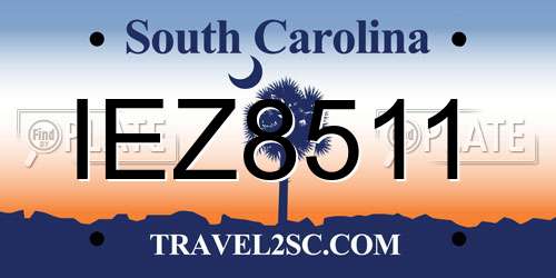 IEZ8511 South Carolina License Plate