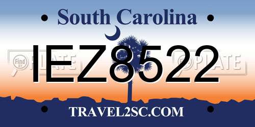 IEZ8522 South Carolina License Plate
