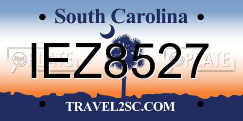 IEZ8527 South Carolina License Plate