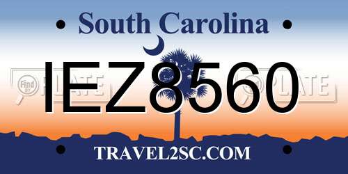 IEZ8560 South Carolina License Plate