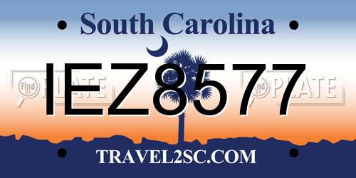 IEZ8577 South Carolina License Plate