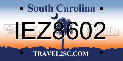 IEZ8602 South Carolina License Plate