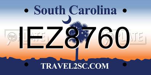 IEZ8760 South Carolina License Plate