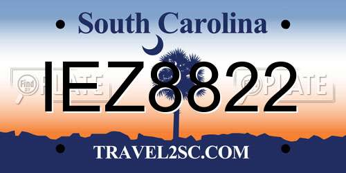 IEZ8822 South Carolina License Plate