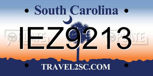IEZ9213 South Carolina License Plate