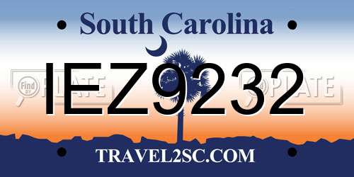 IEZ9232 South Carolina License Plate