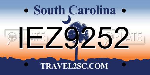 IEZ9252 South Carolina License Plate