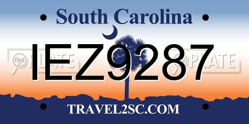 IEZ9287 South Carolina License Plate