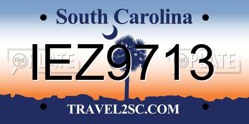 IEZ9713 South Carolina License Plate