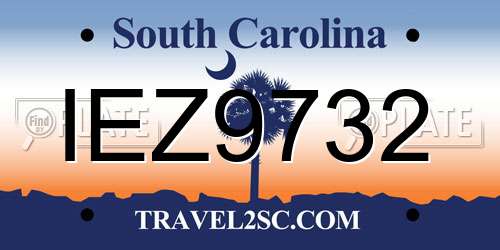 IEZ9732 South Carolina License Plate