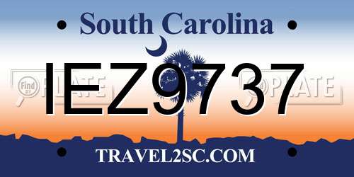 IEZ9737 South Carolina License Plate