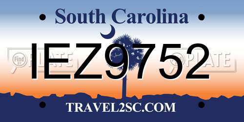 IEZ9752 South Carolina License Plate