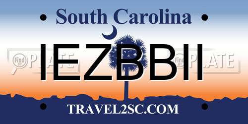 IEZBBII South Carolina License Plate