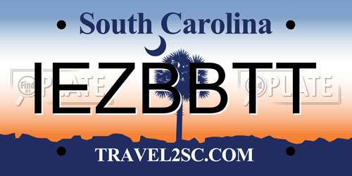 IEZBBTT South Carolina License Plate