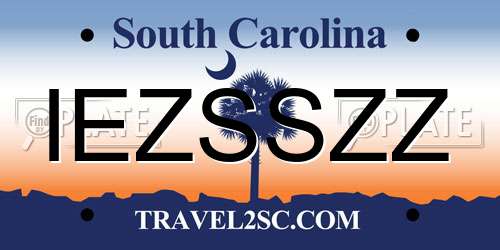 IEZSSZZ South Carolina License Plate