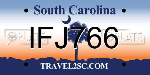 IFJ766 South Carolina License Plate