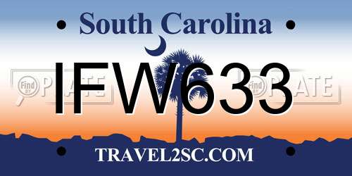 IFW633 South Carolina License Plate