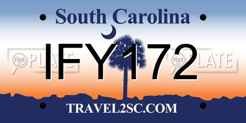IFY172 South Carolina License Plate