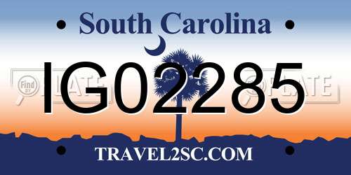 IG02285 South Carolina License Plate