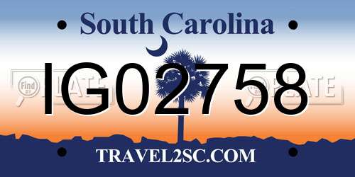 IG02758 South Carolina License Plate