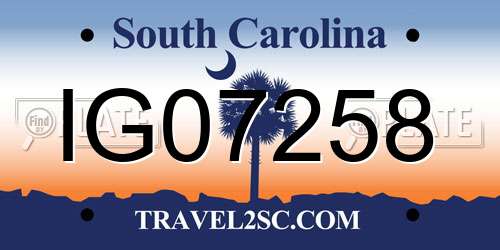 IG07258 South Carolina License Plate